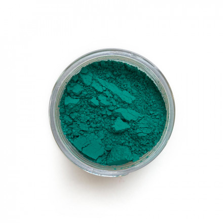 Viridian Green pigment in a 15ml jar.